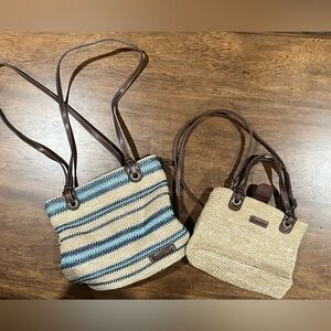 Rosetti Striped Blue and Tan Shoulder Bag Duo